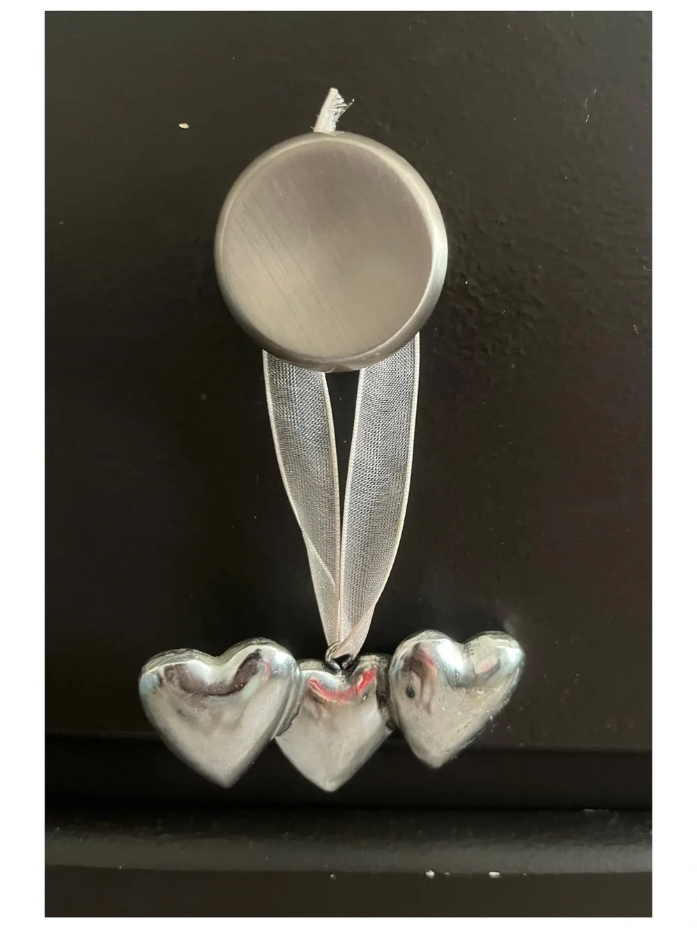 Silver Heart Trio Ornament - Faith Hope Love
